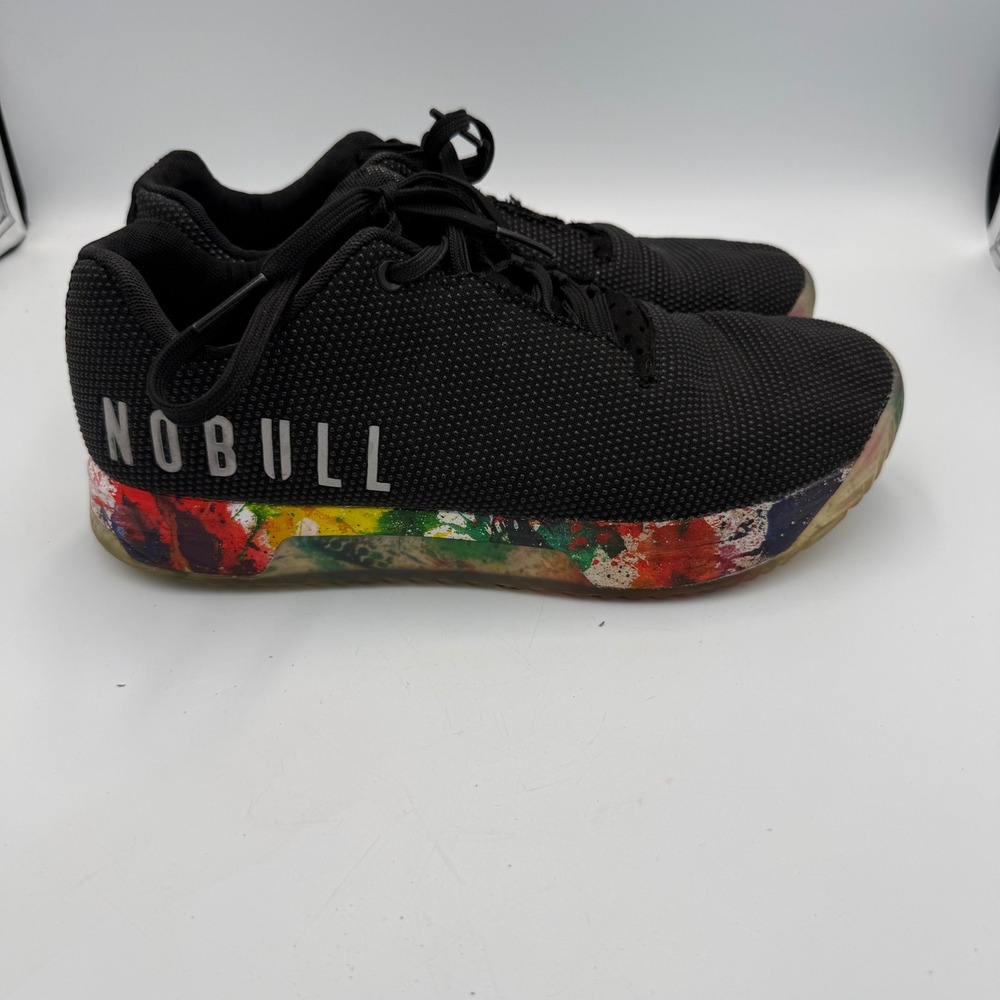 NOBULL Black SuperFabric Trainer Splatter Paint Mens Training Shoes Low Top 9.5
